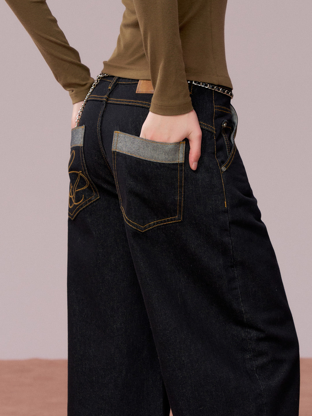 VIA PITTI VIADP715 Hemp up rhinestone jeans
