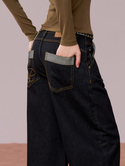 VIA PITTI VIADP715 Hemp up rhinestone jeans