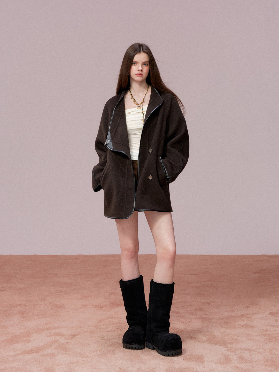 VIA PITTI VIADC732 Double sided patchwork coat