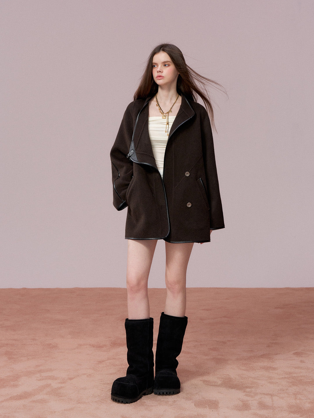 VIA PITTI VIADC732 Double sided patchwork coat