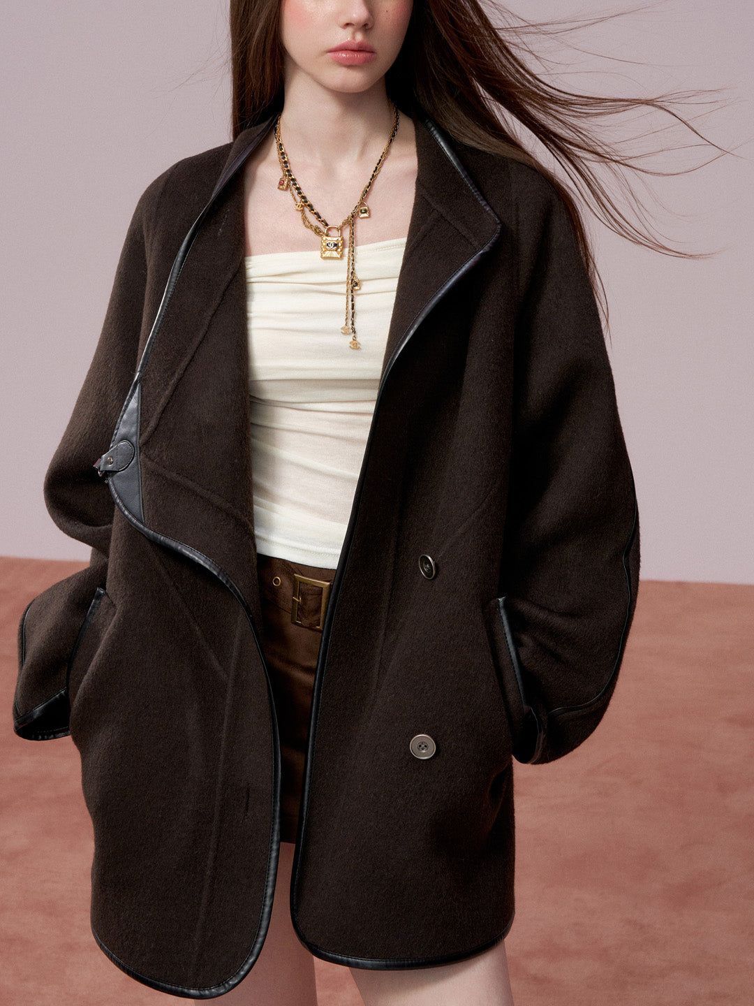 VIA PITTI VIADC732 Double sided patchwork coat