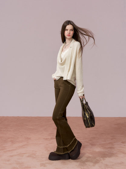 VIA PITTI VIADK757 Woolen ribbon swinging collar sweater