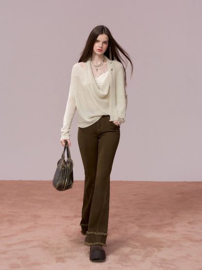 VIA PITTI VIADK757 Woolen ribbon swinging collar sweater