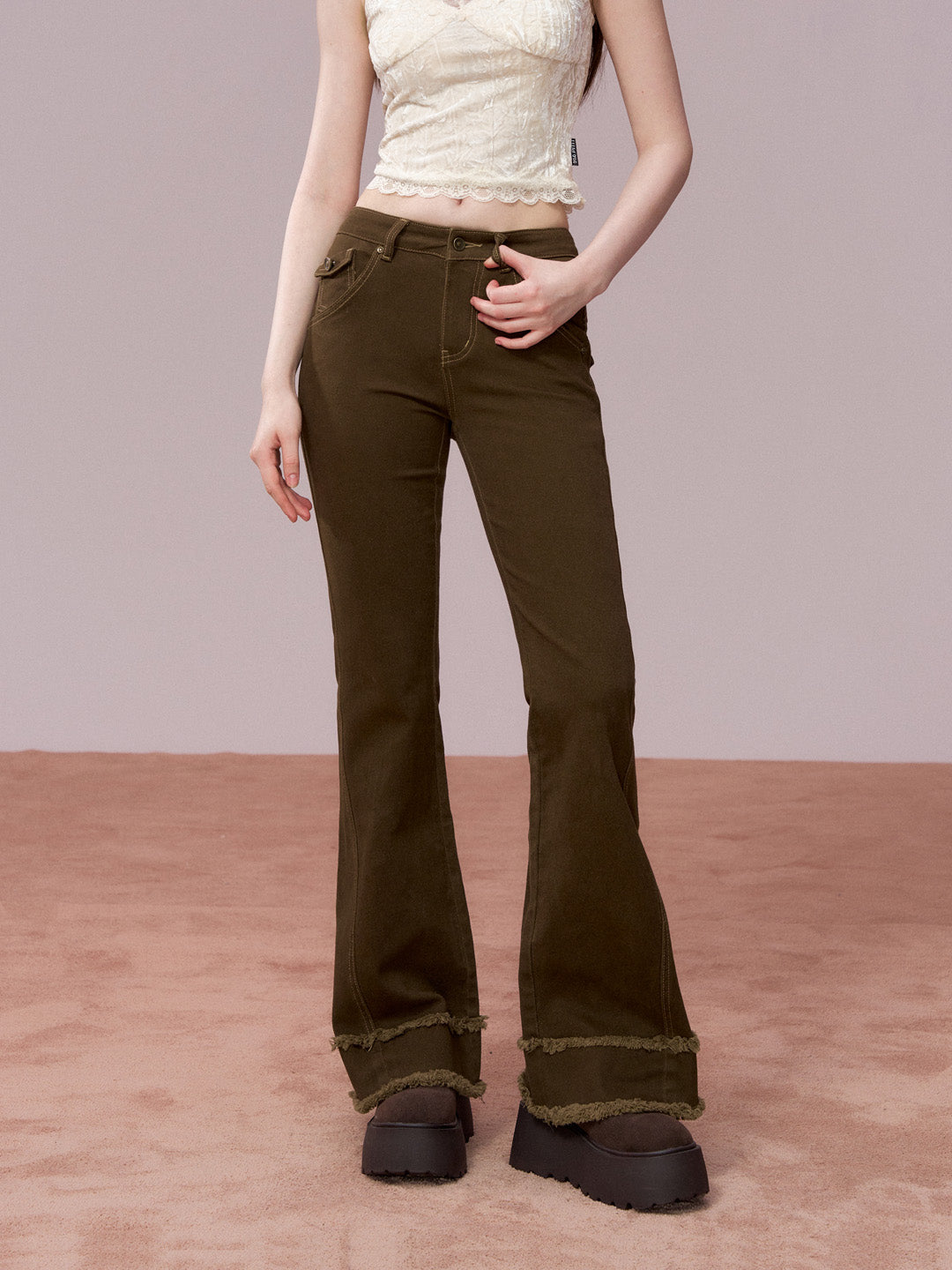 VIA PITTI VIADP740 Basic versatile mid high waisted pants