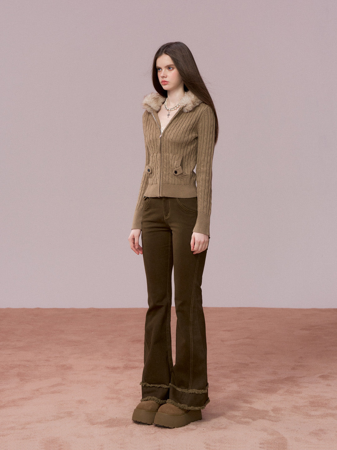 VIA PITTI VIADK748 Big collar woolen cardigan jacket