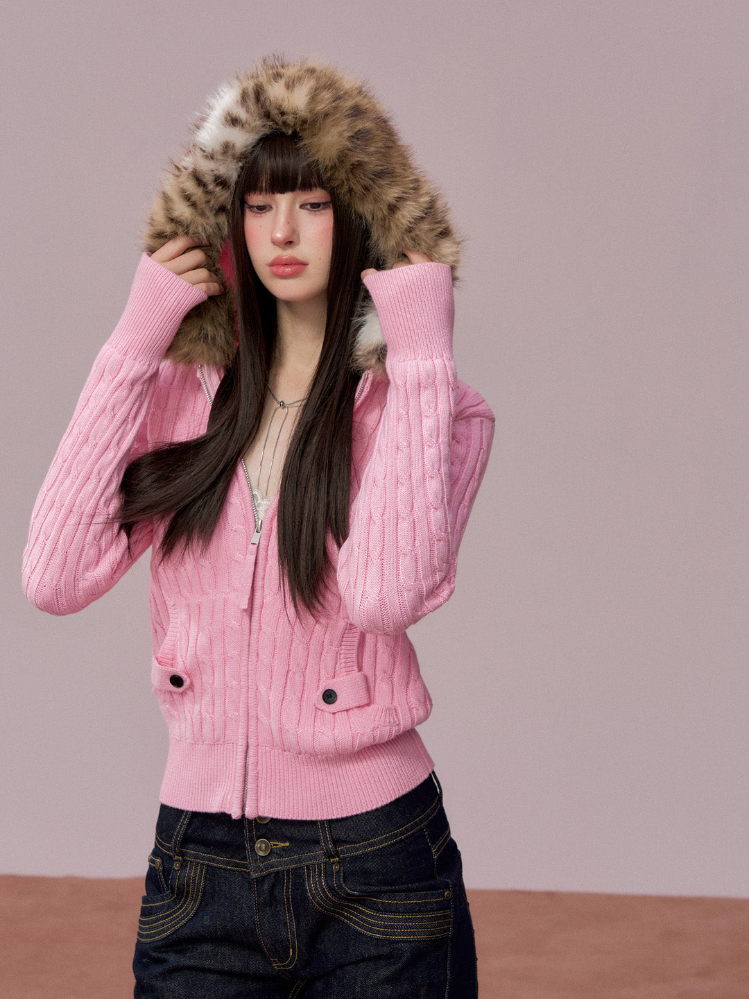 VIA PITTI VIADK748 Big collar woolen cardigan jacket