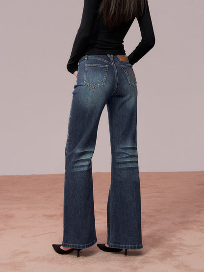 VIA PITTI VIADP763 Rivet decoration washed denim pants