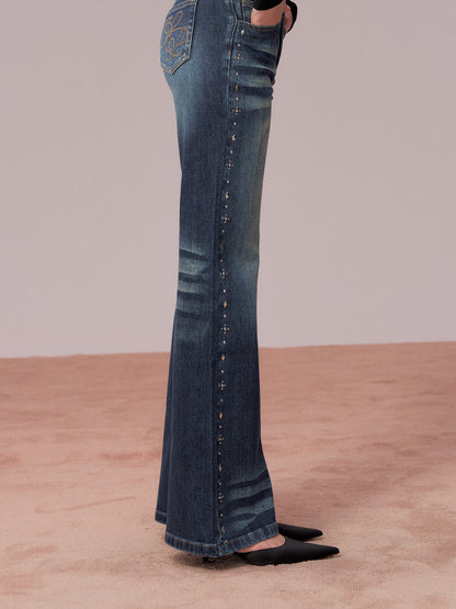 VIA PITTI VIADP763 Rivet decoration washed denim pants