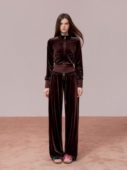 VIA PITTI VIADC718&amp;VIADC719 Velvet sporty casual sweatshirt + pants
