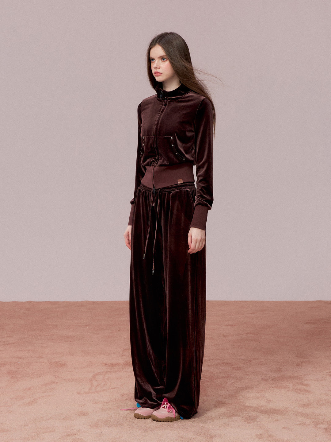 VIA PITTI VIADC718&amp;VIADC719 Velvet sporty casual sweatshirt + pants