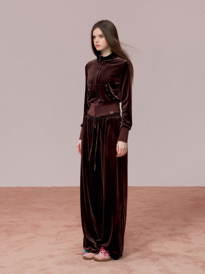 VIA PITTI VIADC718&amp;VIADC719 Velvet sporty casual sweatshirt + pants