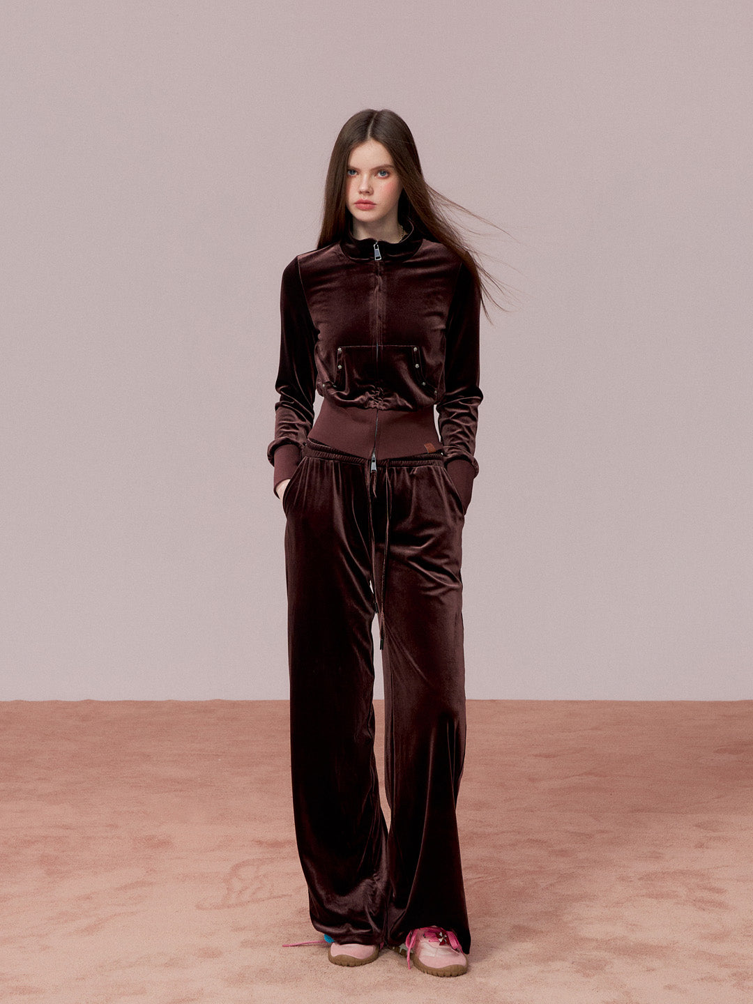 VIA PITTI VIADC718&amp;VIADC719 Velvet sporty casual sweatshirt + pants