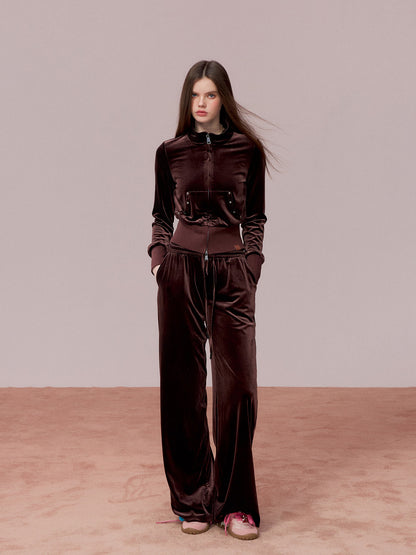 VIA PITTI VIADC718&amp;VIADC719 Velvet sporty casual sweatshirt + pants