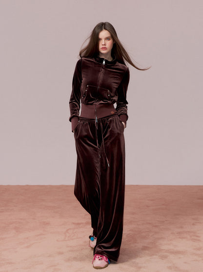 VIA PITTI VIADC718&amp;VIADC719 Velvet sporty casual sweatshirt + pants