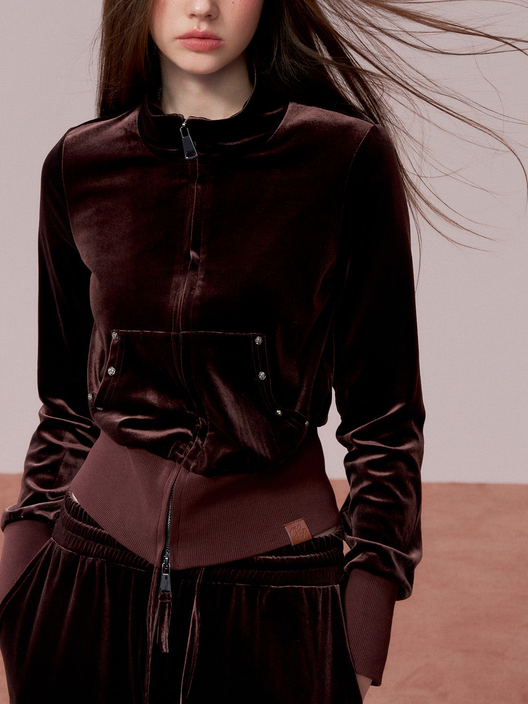 VIA PITTI VIADC718&amp;VIADC719 Velvet sporty casual sweatshirt + pants