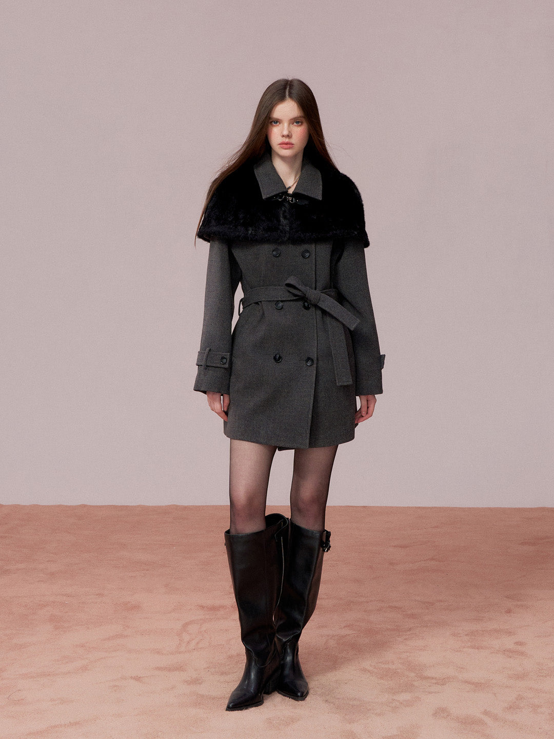 VIA PITTI VIADC750 Plush cape style woolen coat