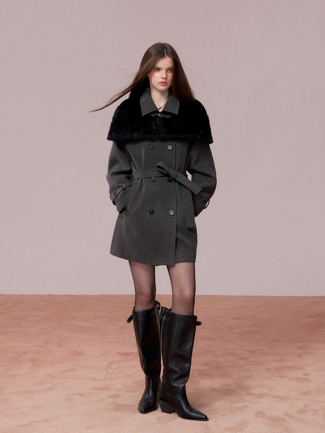 VIA PITTI VIADC750 Plush cape style woolen coat