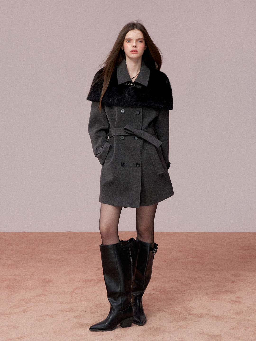VIA PITTI VIADC750 Plush cape style woolen coat