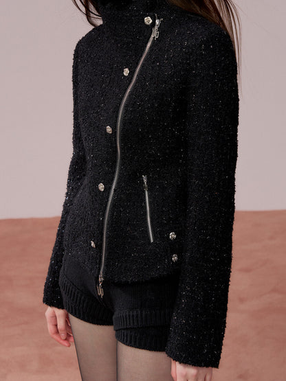 VIA PITTI VIADC731 Rose button decoration high neck jacket