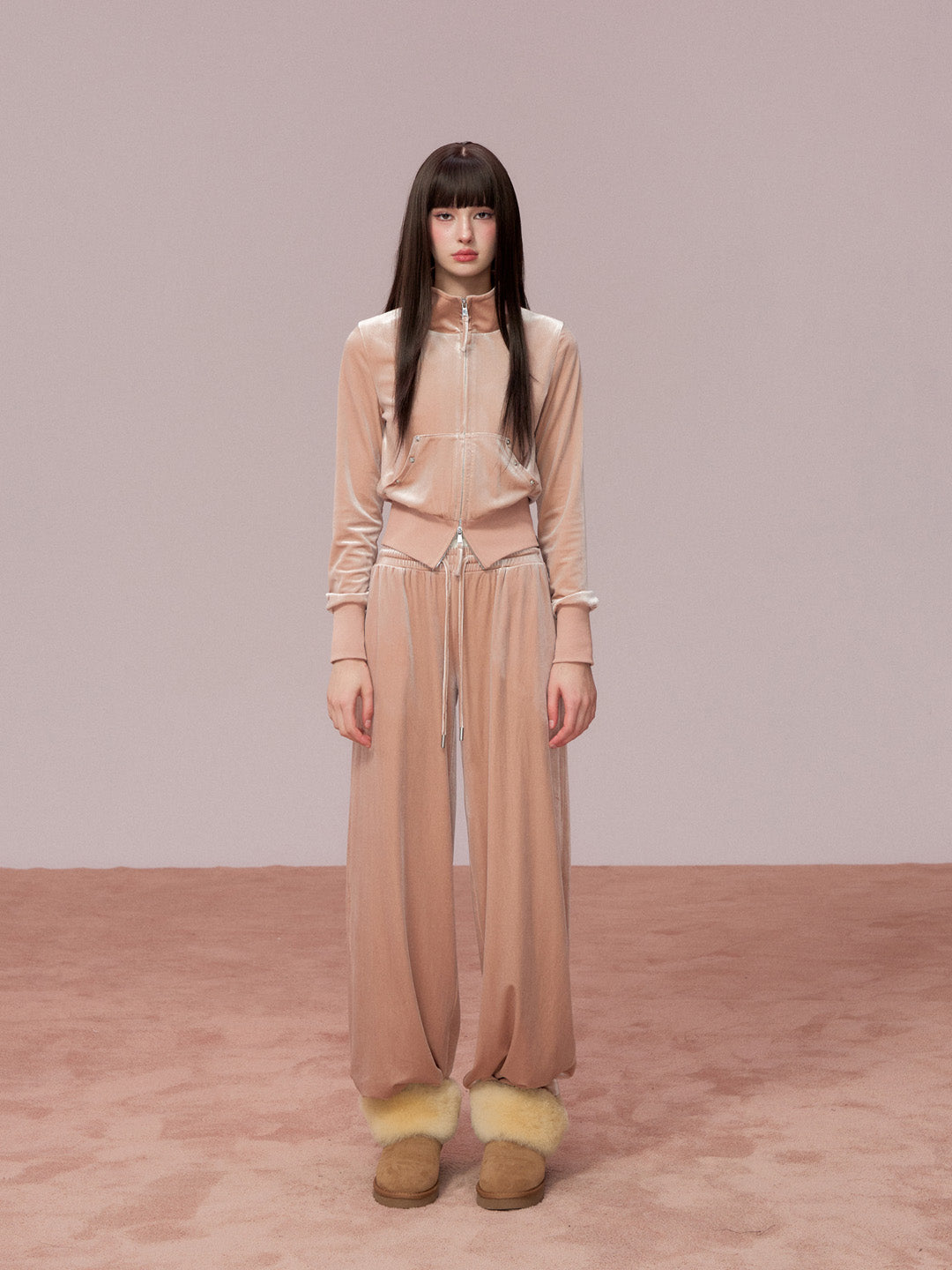 VIA PITTI VIADC718&amp;VIADC719 Velvet sporty casual sweatshirt + pants