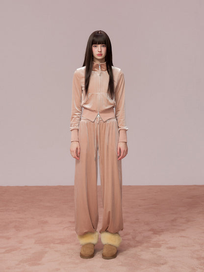 VIA PITTI VIADC718&amp;VIADC719 Velvet sporty casual sweatshirt + pants