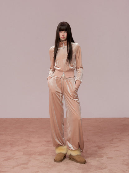 VIA PITTI VIADC718&amp;VIADC719 Velvet sporty casual sweatshirt + pants