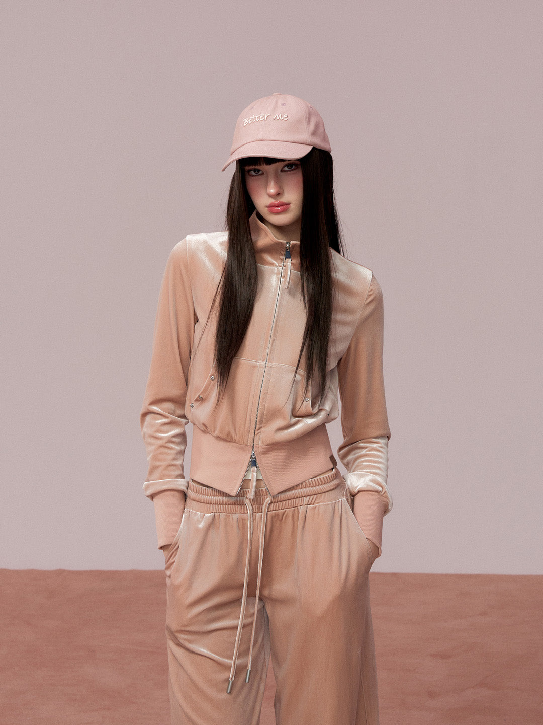 VIA PITTI VIADC718&amp;VIADC719 Velvet sporty casual sweatshirt + pants