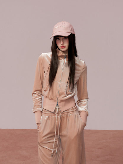 VIA PITTI VIADC718&amp;VIADC719 Velvet sporty casual sweatshirt + pants