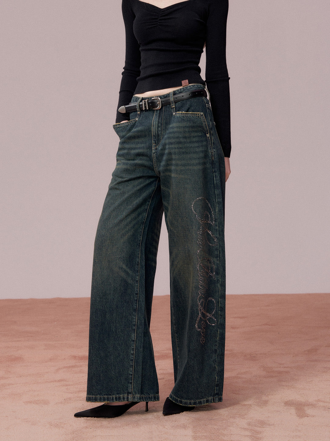 VIA PITTI VIADP738 Diamond letter denim pants