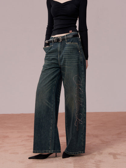 VIA PITTI VIADP738 Diamond letter denim pants