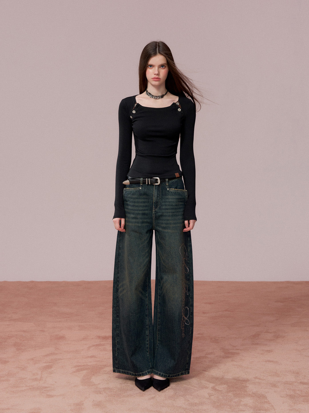 VIA PITTI VIADP738 Diamond letter denim pants