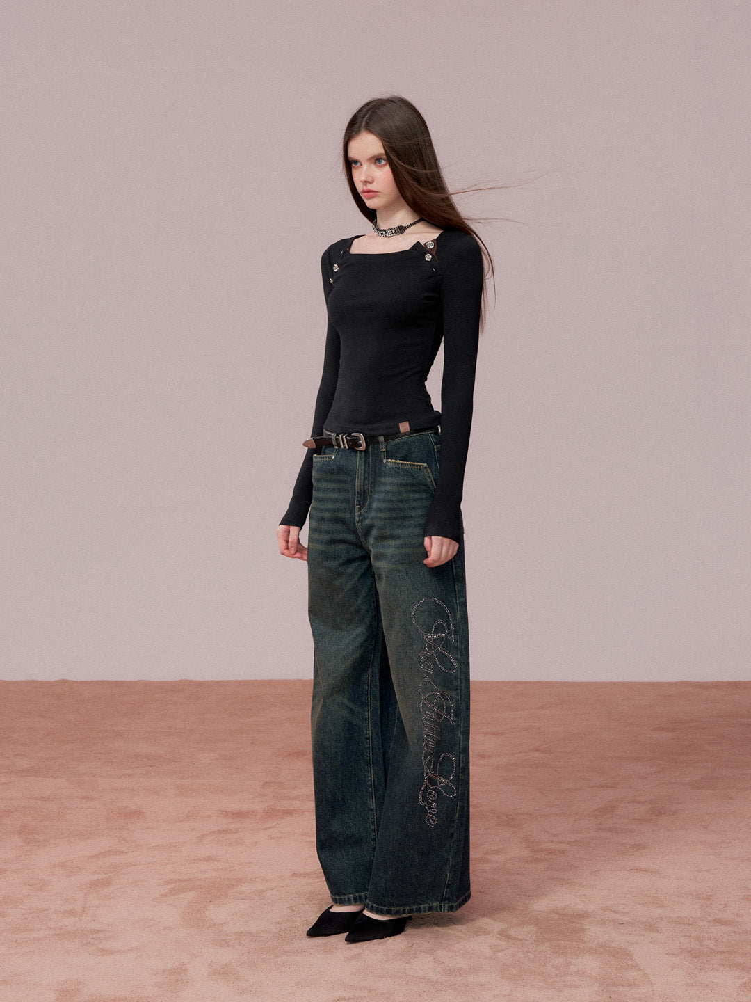 VIA PITTI VIADP738 Diamond letter denim pants
