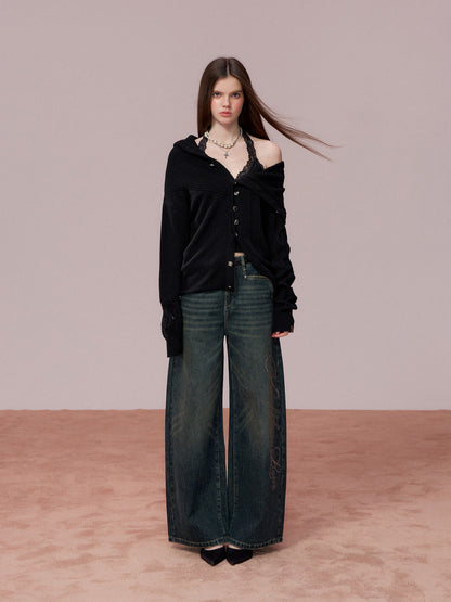 VIA PITTI VIADK749 High necked irregular button woolen jacket