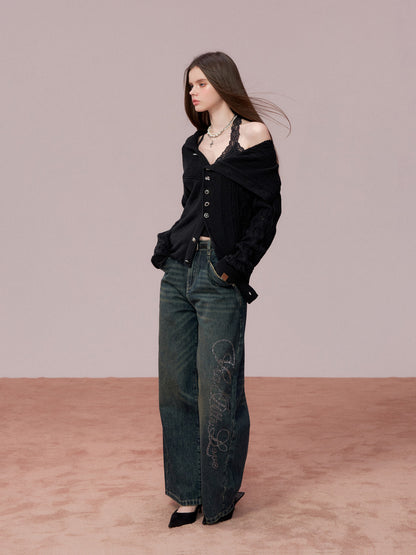 VIA PITTI VIADP738 Diamond letter denim pants