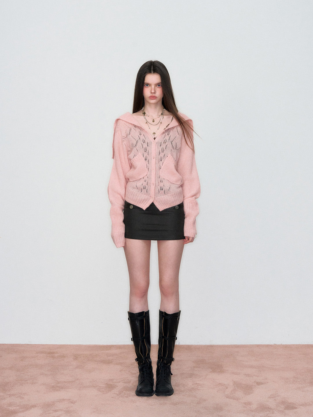 VIA PITTI VIAAK839 Hollow out colored yarn sweater cardigan