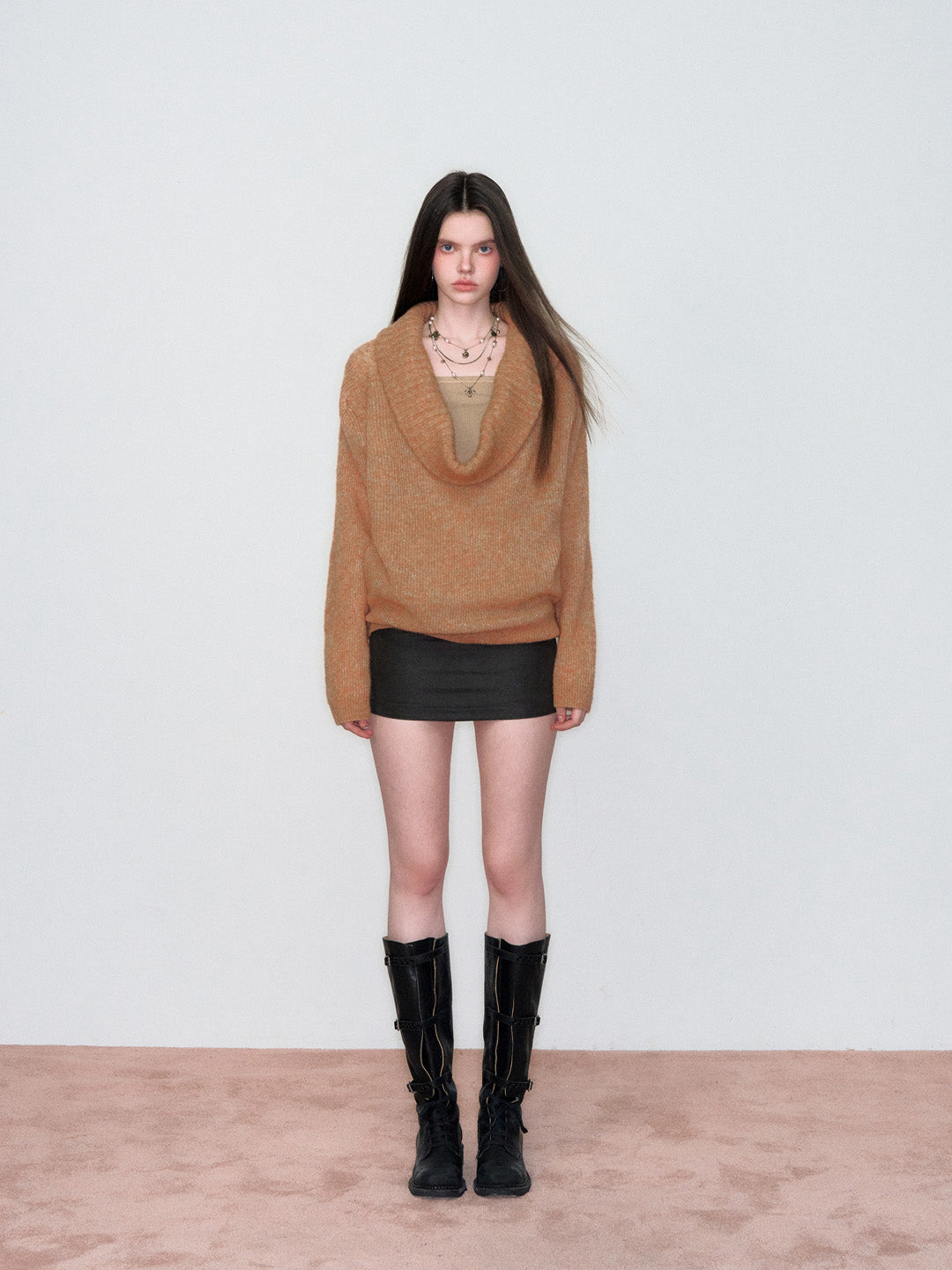 VIA PITTI VIAAK868 Fake two large necked mohair and wool pullover sweaters