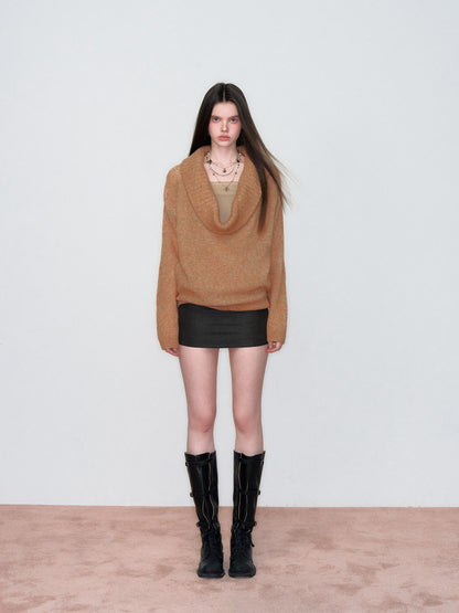 VIA PITTI VIAAK868 Fake two large necked mohair and wool pullover sweaters