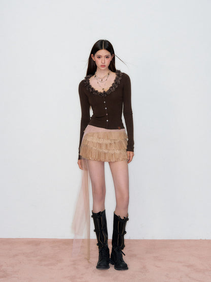 VIA PITTI VIAAK873 3D flower mulberry silk wool woven base top