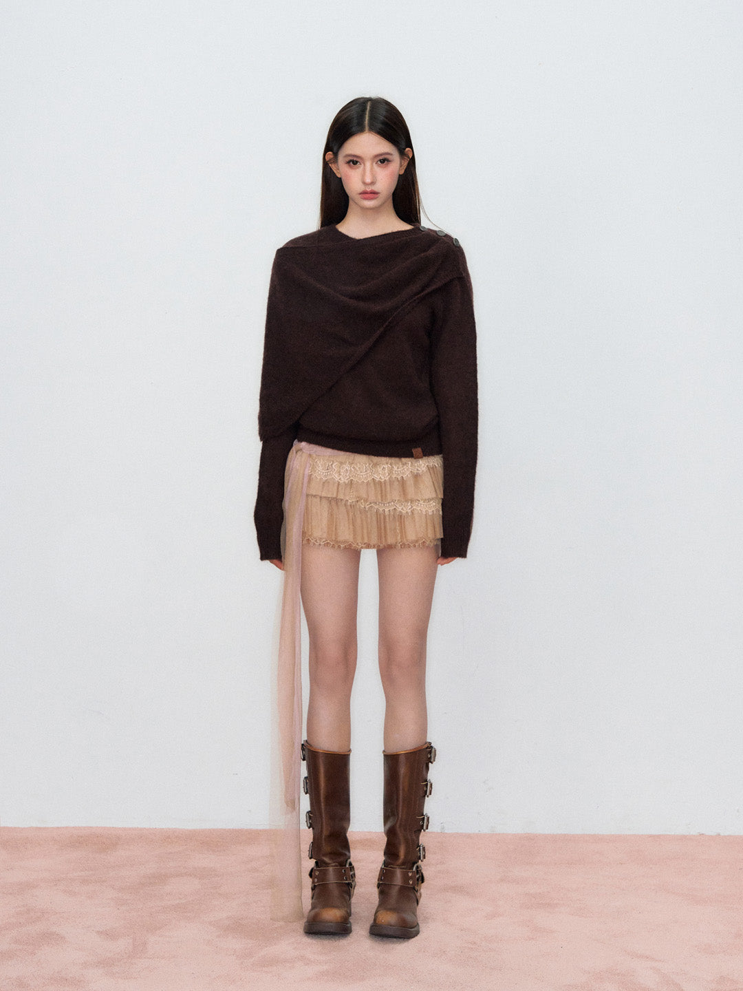 VIA PITTI VIAAK877 Small cape shawl style pullover sweater