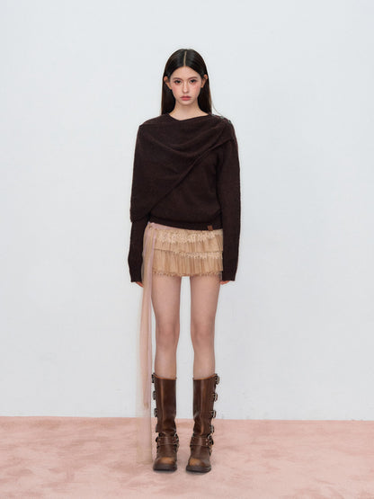 VIA PITTI VIAAK877 Small cape shawl style pullover sweater
