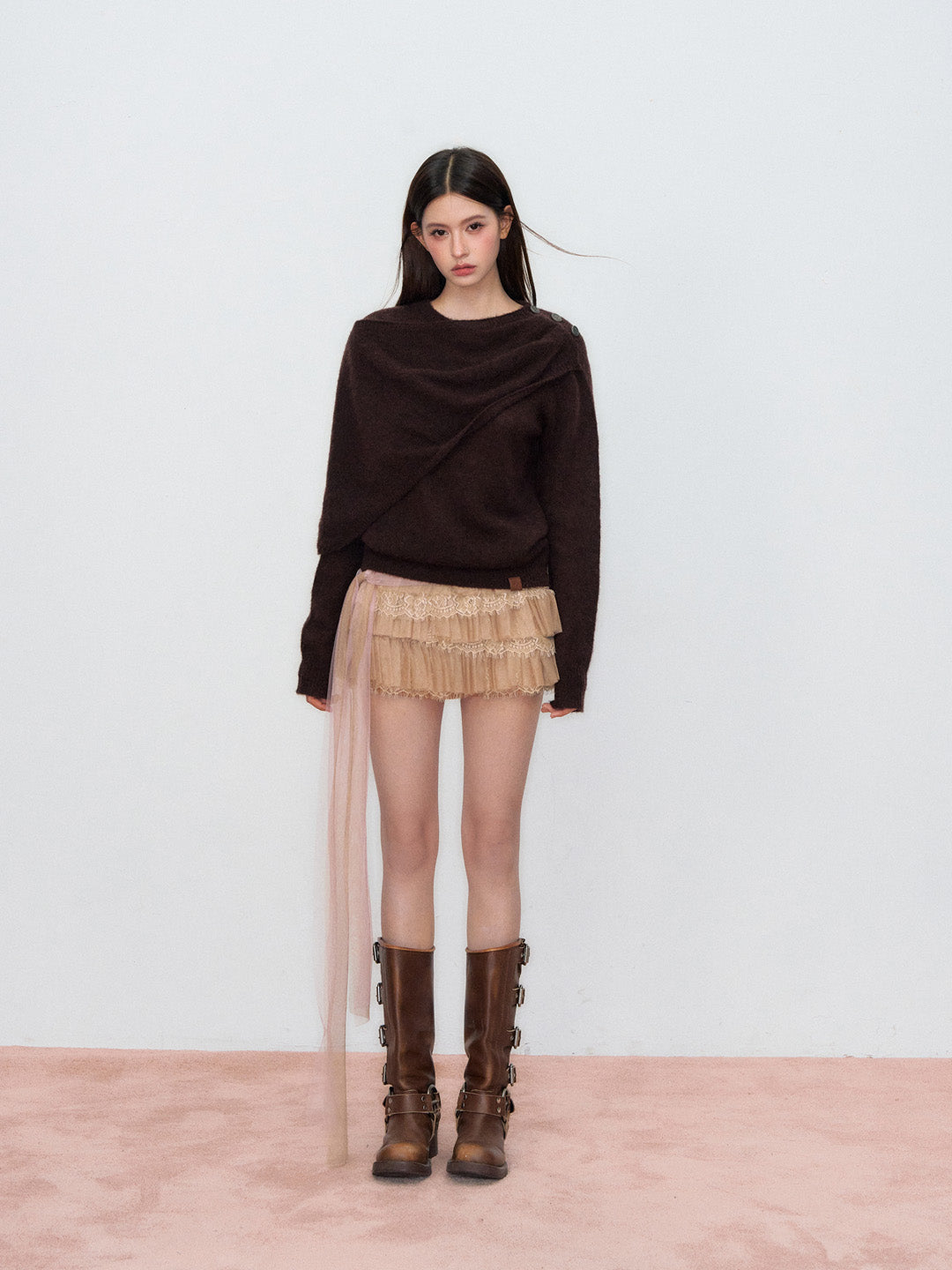 VIA PITTI VIAAK877 Small cape shawl style pullover sweater