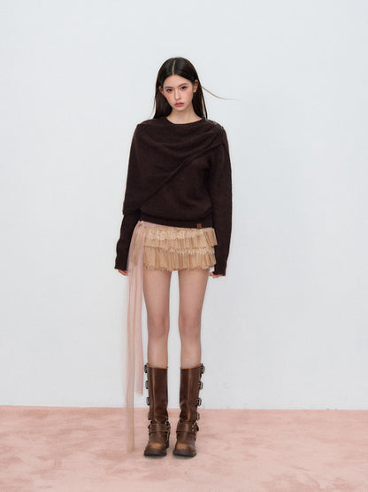 VIA PITTI VIAAK877 Small cape shawl style pullover sweater