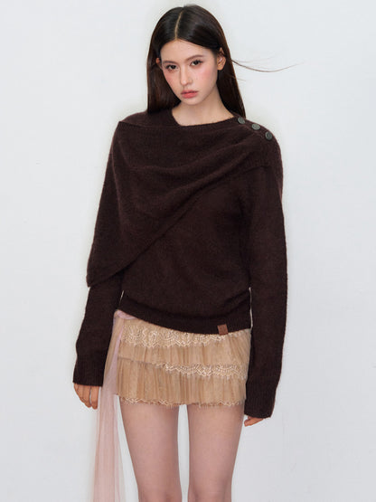VIA PITTI VIAAK877 Small cape shawl style pullover sweater