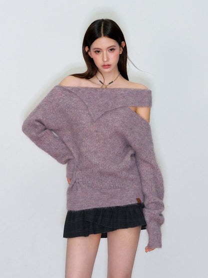 VIA PITTI VIAAK876 Off shoulder design with hollowed out alpaca wool sweater