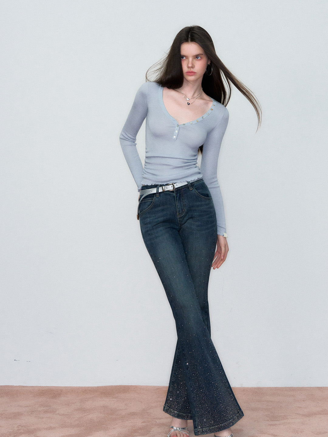 VIA PITTI VIAAK866 Versatile basic waist cinching wool base sweater