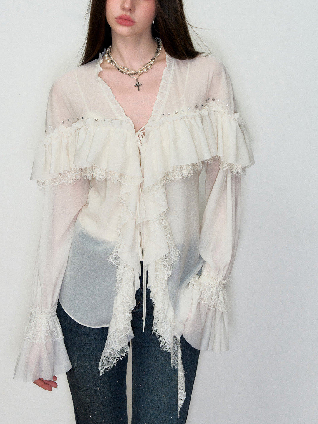 VIA PITTI VIAATP805 Elegant rhinestone shirt