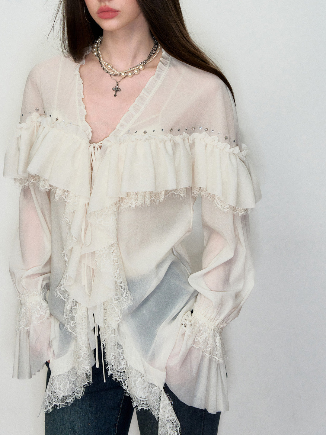 VIA PITTI VIAATP805 Elegant rhinestone shirt