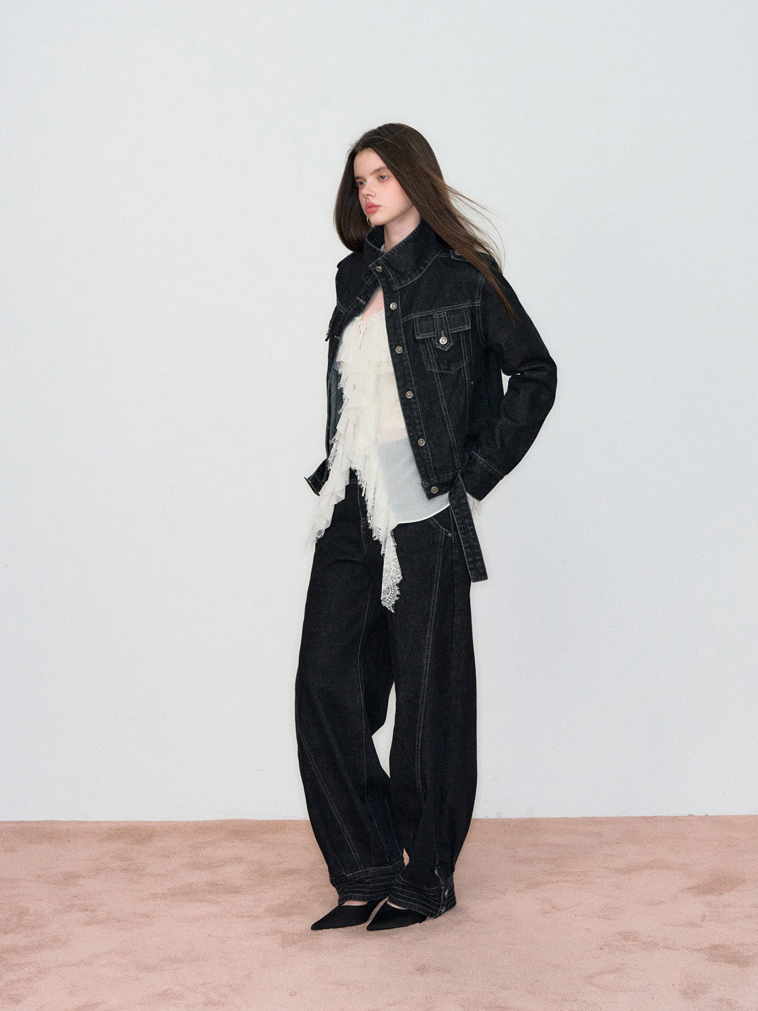 VIA PITTI VIAAC857 Stand up collar denim jacket