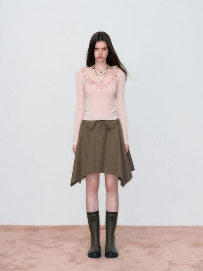 VIA PITTI VIAAK873 3D flower mulberry silk wool woven base top