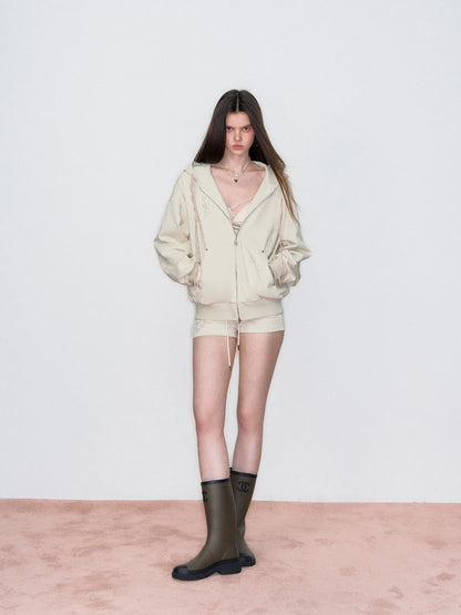 VIA PITTI VIAAC820&amp;VIAAP834 Diamond Pony Hoodie + Shorts Set